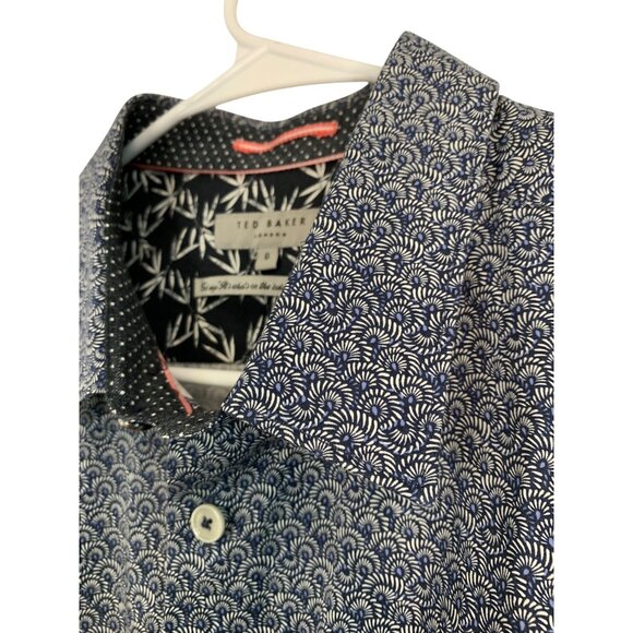 Ted Baker Mens Blue Floral Print Cotton Button Down Shirt Size 6 2XL RO10549 - Picture 4 of 10
